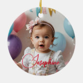 クリスマスツリー写真レッドブルーホワイト セラミックオーナメント (裏面)