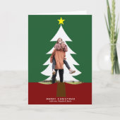 クリスマスツリー写真切り出しモダングリーンレッドキュート シーズンカード (正面)