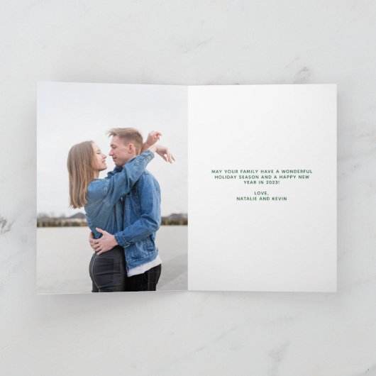 クリスマスツリー写真切り出しモダングリーンレッドキュート シーズンカード (内部)