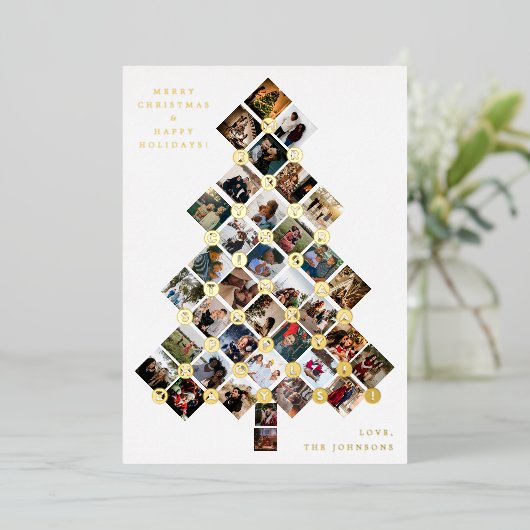 クリスマスツリー写真 – 36枚 箔招待状 (立ち正面)