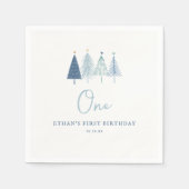 クリスマスツリー冬のオネダーランド少年の最初の誕生日 スタンダードカクテルナプキン (正面)