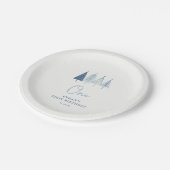 クリスマスツリー冬のオネダーランド少年の最初の誕生日 ペーパープレート (アングル)