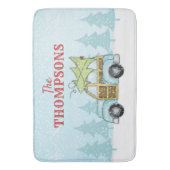 クリスマスツリー冬のスノーフレークパーソナライズされた車 バスマット (正面縦)