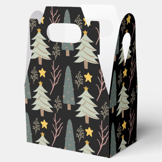 クリスマスツリー冬のパターンパーティーの森モダン フェイバーボックス (オープン)