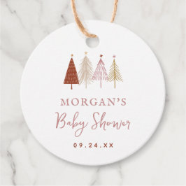 クリスマスツリー冬の女の子ベビーシャワー フェイバータグ