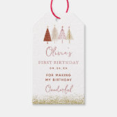 クリスマスツリー冬の女の子1st誕生日ありがとう ギフトタグ (正面)