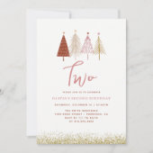 クリスマスツリー冬の女の子2nd誕生日 招待状 (正面)