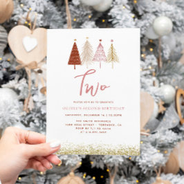 クリスマスツリー冬の女の子2nd誕生日 招待状