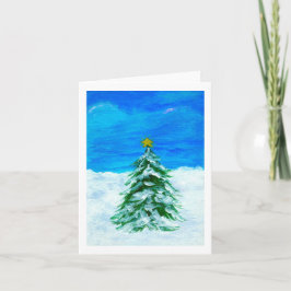 クリスマスツリー冬の風景アート雪 シーズンカード