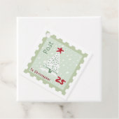 クリスマスツリー切手モノグラム名前スクエア フェイバータグ (インサイチュ)