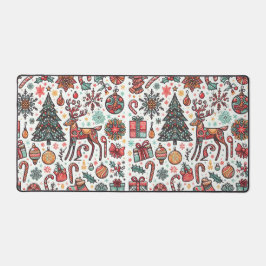 クリスマスツリー及びギフト柄デスクマット デスクマット