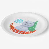 クリスマスツリー及び雪だるま ペーパープレート (アングル)