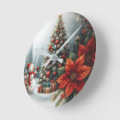 クリスマスツリー及び雪だるま ラウンド壁時計 (傾斜)