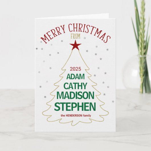 クリスマスツリー名ゴールデンカラースター シーズンカード (正面)