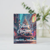 クリスマスツリー名パーソナライズされたグリーティングカード ポストカード (スタンド正面)