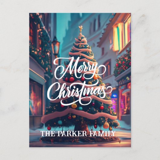 クリスマスツリー名パーソナライズされたグリーティングカード ポストカード (正面)