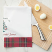 クリスマスツリー名前をカスタムするフェリズナビダードクリスマス キッチンタオル (四つ折り)