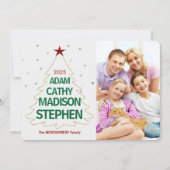 クリスマスツリー名黄金の色の星写真 シーズンカード (正面)