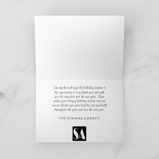 クリスマスツリー喜び雪のシーンのビジ企業のネス シーズンカード (内部)