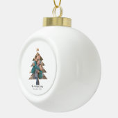 クリスマスツリー図形にファミリ写真をアップロードする セラミックボールオーナメント (右)