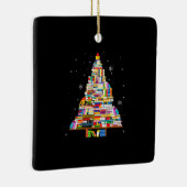 クリスマスツリー図書館の本愛好家クリスマス セラミックオーナメント (右)