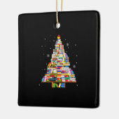 クリスマスツリー図書館の本愛好家クリスマス セラミックオーナメント (左)