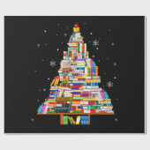 クリスマスツリー図書館の本愛好家クリスマス ラッピングペーパー (フラット)