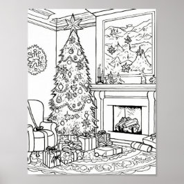 クリスマスツリー大人の着色 ポスター