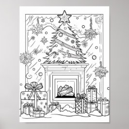 クリスマスツリー大人の着色 ポスター