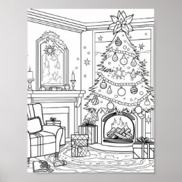 クリスマスツリー大人の着色 ポスター