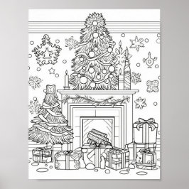 クリスマスツリー大人の着色 ポスター