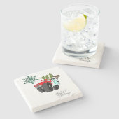 クリスマスツリー大理石コースター、雪だるまトラック ストーンコースター (横)