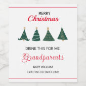 クリスマスツリー妊娠の発表の親 ワインラベル (シングルラベル)