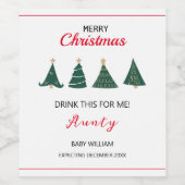 クリスマスツリー妊娠の発表ファミリーアウンティ ワインラベル (シングルラベル)