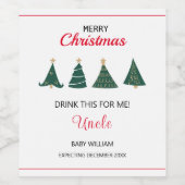 クリスマスツリー妊娠の発表ファミリー叔父 ワインラベル (シングルラベル)