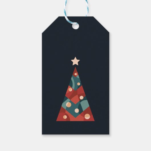 クリスマスツリー季節の抽象芸術クリスマスデザイン ギフトタグ (正面)