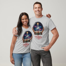 クリスマスツリー宇宙銀河スノーグローブ Tシャツ