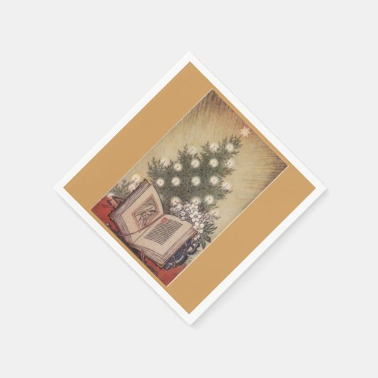 クリスマスツリー宗教的ヴィンテージ紙ナプキンス スタンダードカクテルナプキン (角)