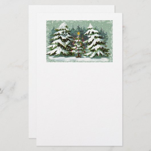 クリスマスツリー家族の文房具 便箋 (正面/裏面)