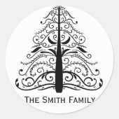 クリスマスツリー封筒用シール ラウンドシール (正面)