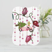 クリスマスツリー小妖精や小人ピンクカーフラットグリーティングカード カード (スタンド正面)