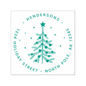 クリスマスツリー差出人住所グリーン セルフインキングスタンプ (デザイン)