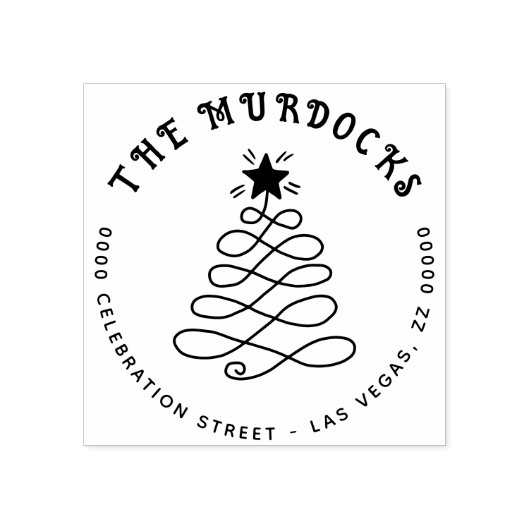 クリスマスツリー差出人住所自己インキングカスタム ラバースタンプ (インプリント)