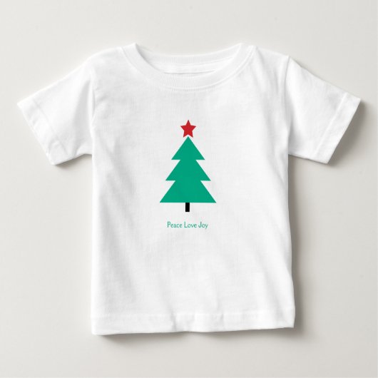クリスマスツリー平和の愛の喜び ベビーTシャツ (正面)