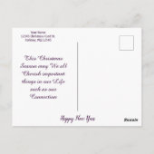 クリスマスツリー幸せな新年の休暇をパーソナライズ ポストカード (裏面)