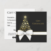 クリスマスツリー弓スノーフレーク黒グレーのギフトカード (正面/裏面)