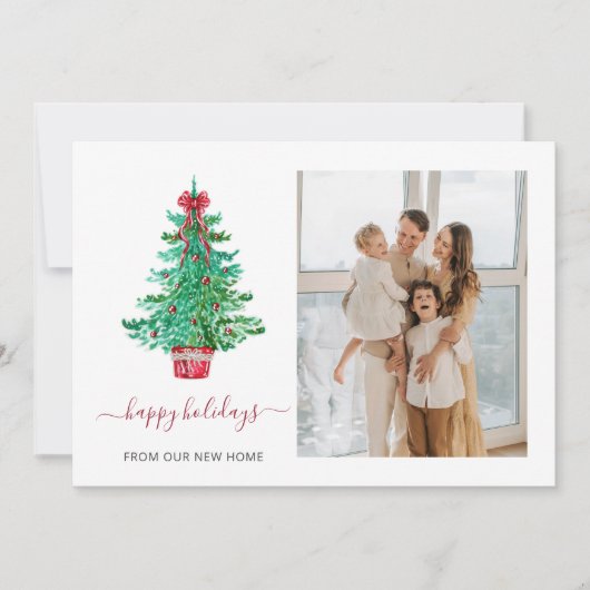 クリスマスツリー引っ越しましたフォトホリデーカード (正面)