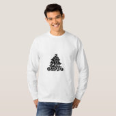 クリスマスツリー形状ハッピーニューイヤーデザイン Tシャツ (正面フル)