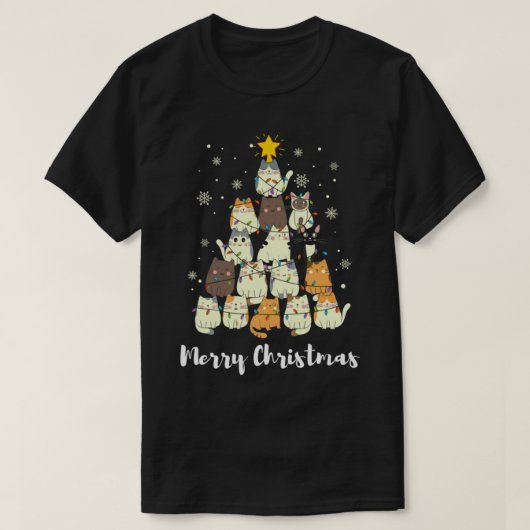 クリスマスツリー恋人の女性キッドおもしろい- メリー Chris Tシャツ (デザイン正面)