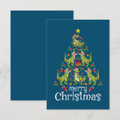 クリスマスツリー恐竜の少年用プレゼント 恐竜の木 サンキューカード (正面/裏面)